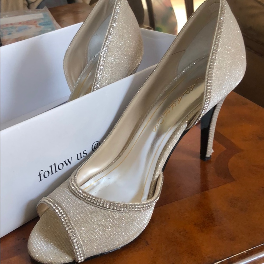 caparros nude glimmer heels